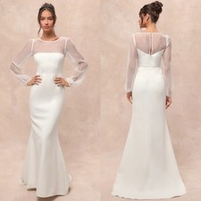NWT Lulu  s Immaculate Romance White Sheer Organza Long Sleeve Maxi Wedding Dress