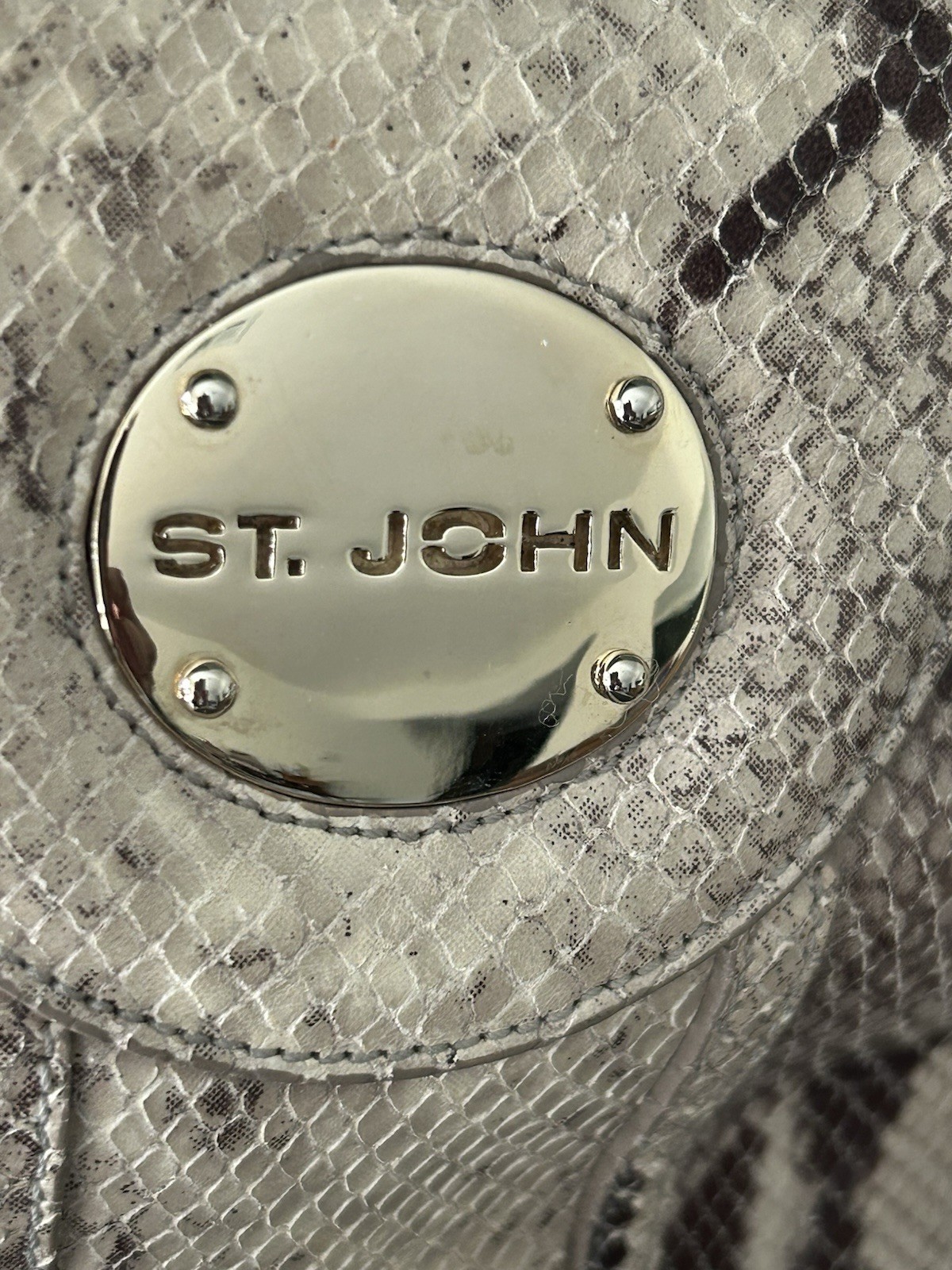 St John PYTHON Snakeskin Tote Handbag 16"x10"x6" … - image 12