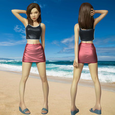 1/12 Scale Female Beach Model in Skirt & Crop Top Unassembled