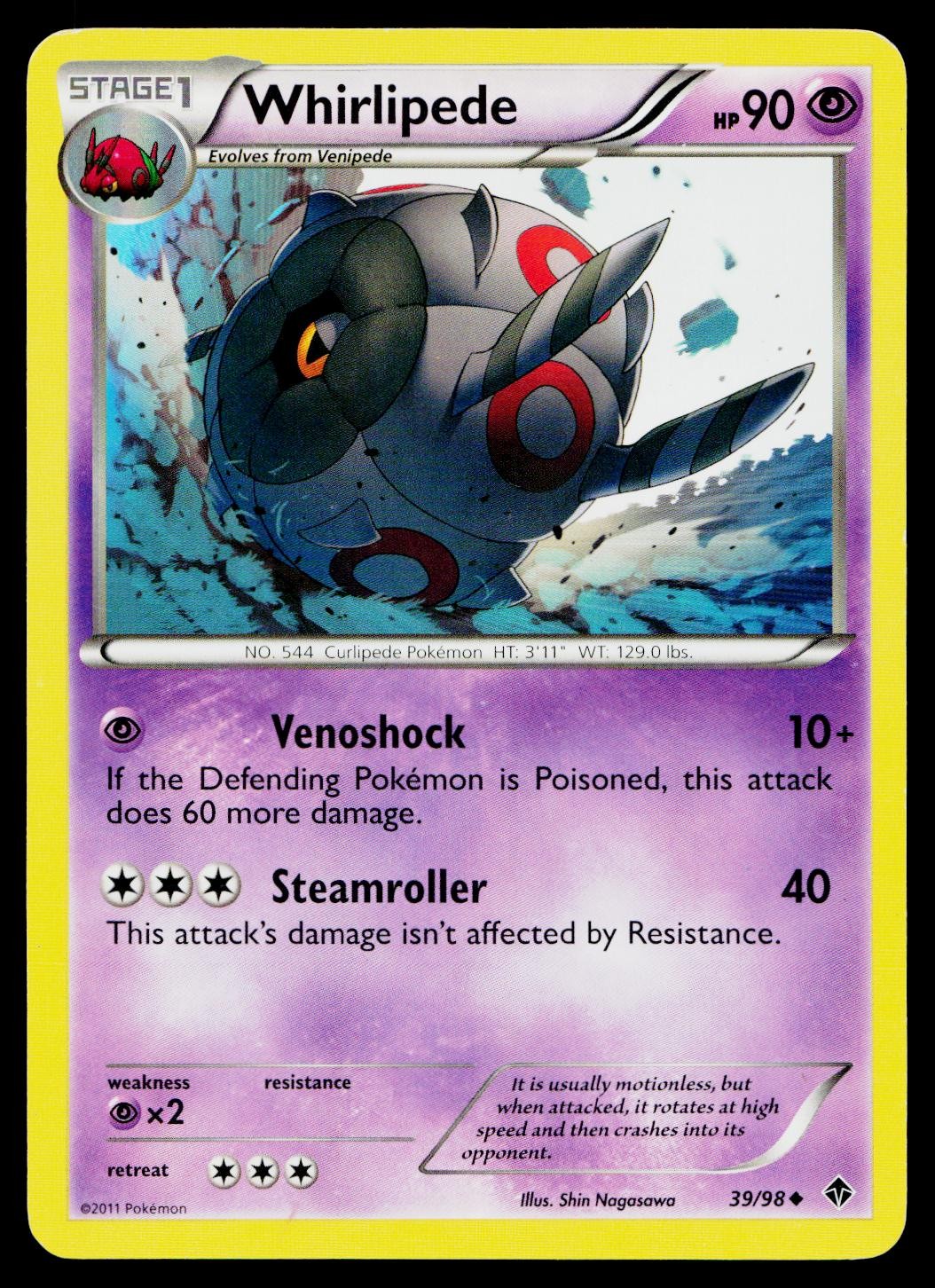 Whirlipede 39/98 Uncommon Emerging Powers Pokemon Lightly Played