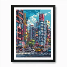 Create Retro 8 Bit Isometric Pixel  Framed Wall Art Poster Canvas Print Picture