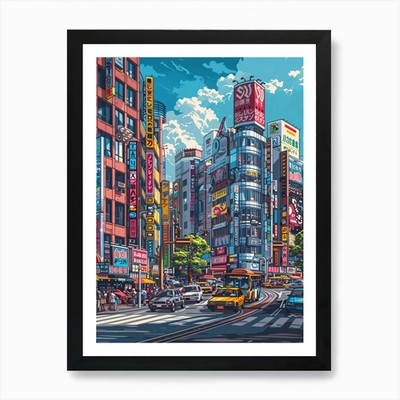 Create Retro 8 Bit Isometric Pixel  Framed Wall Art Poster Canvas Print Picture