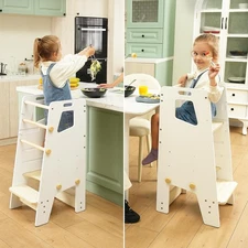 ® Toddler Tower with Seat – 2-in-1 Montessori Standing Tower & Toddler Step S...