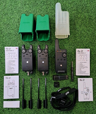 Delkim TXI-D 2+1 Bissanzeiger Set GRÜN NEU inkl. Carbon Snag-Ears Karpfenangeln