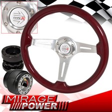 Red Wood Deep Dish Steering Wheel Black Extender Adapter For 05-10 Tc