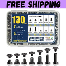 130 Sets Black Chicago Screws Kit M4 M5 Binding Rivets for Leather Belt Book DIY
