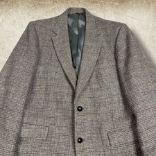 Vintage Harris Tweed Sport Coat Mens Size 42R Gray Herringbone Classic Preppy