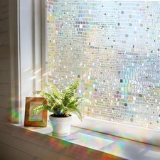 Stained Glass Window Privacy Film,3D Rainbow Static Cling,Pure 17.5"x78.7"