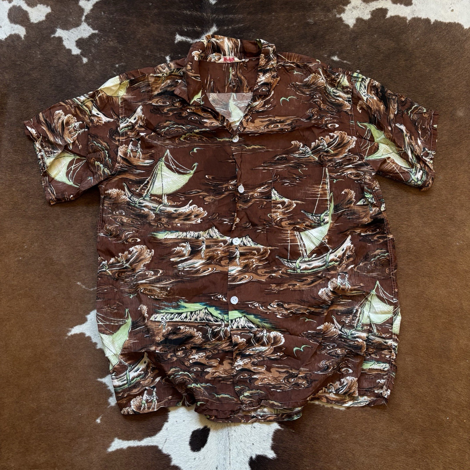 Vintage 50s Rayon Aloha Hawaiian Button Up Shirt Men’s Medium