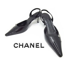 Chanel Backstrap Pumps Black Women's Heel Unused Size EU36/US6