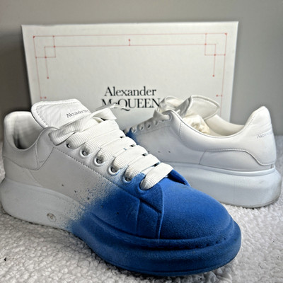 Alexander McQueen Oversized White Blue Suede Spray Men Sneakers - Size 42E - 9US