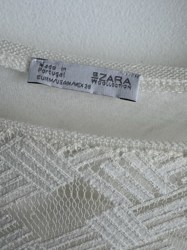 Zara WB Collection Women’s Short Sleeve Textured Pattern White Cream Size Medium - Bild 7 von 11