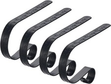 Set of 4 Adjustable Metal Christmas Stocking Holders Fireplace Hooks Black