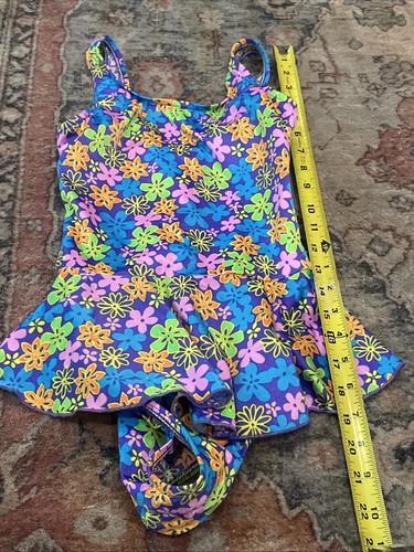Lands End Girls Size 10 One-Piece Flower Power Swimsuit Multicolor New W/ Tags - Picture 5 of 5