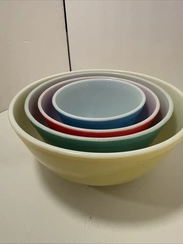 Vintage Pyrex Primary Colors Nesting Mixing Bowls Set of 4 - 401, 402, 403, 404