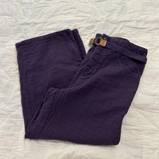 VTG Esprit Pants High Waist Wide Leg Barrel Cropped Women M Purple Cotton Gauze