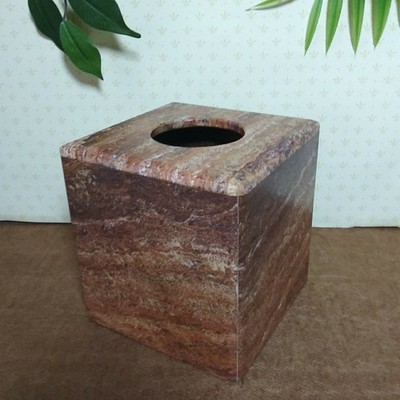 Dark Travertine Onyx Stone Tissue Box Cover Handcrafted Mexico Frenchtex Inc