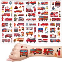 Feuerwehrauto Tattoos FüR Kinder, 10 BläTter TemporäRe Tattoos