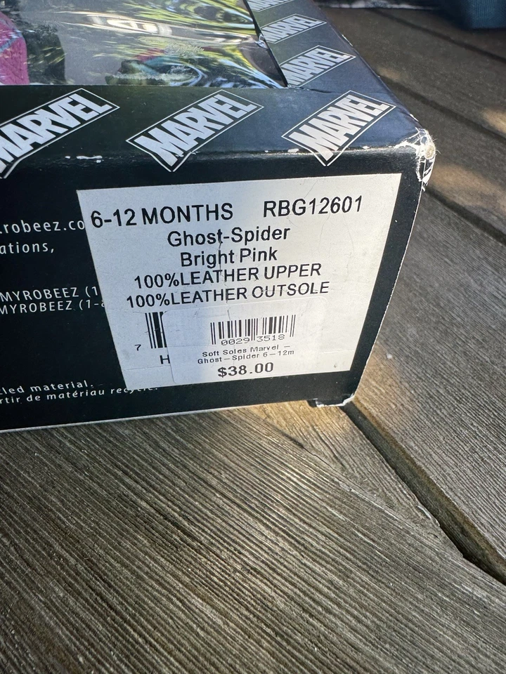 Robeez MARVEL Bebé Suelas Suaves Zapatos Fantasma Araña Talla 6-12 Meses Rosa Blanco Foto 4 de 4