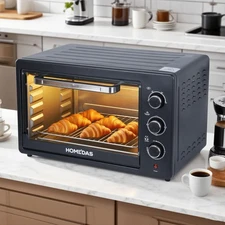 HOMEDAS Modern Black Countertop Oven with Temperature Control & Cooking Modes
