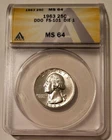 1963 Washington Quarter DDO FS-101 Die-1 MS64 ANACS