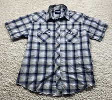 Wrangler Wrancher Western Pearl Snap Mens Button Down Shirt XXL Red Plaid VTG