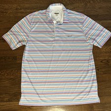 Greg Norman Mens Golf Polo Shirt Size XL Play Dry Polyester multicolor Stripe