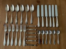 WMF 82/300 Jugendstil 30 teiliges Tafelbesteck 6 Personen versilbert
