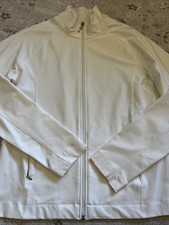 LUCY Tech Power Full Zip Jacket Women s L White Activewear Zip Pockets Stretch