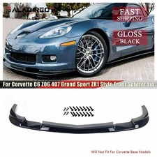 For Corvette C6 Z06 06-13 Zr1 Style Glossy Black Front Bumper Splitter Lip Kit