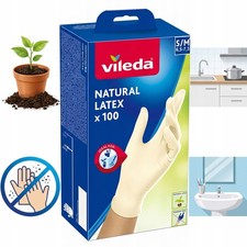 100pcs Vileda Natural Latex Gloves S/M