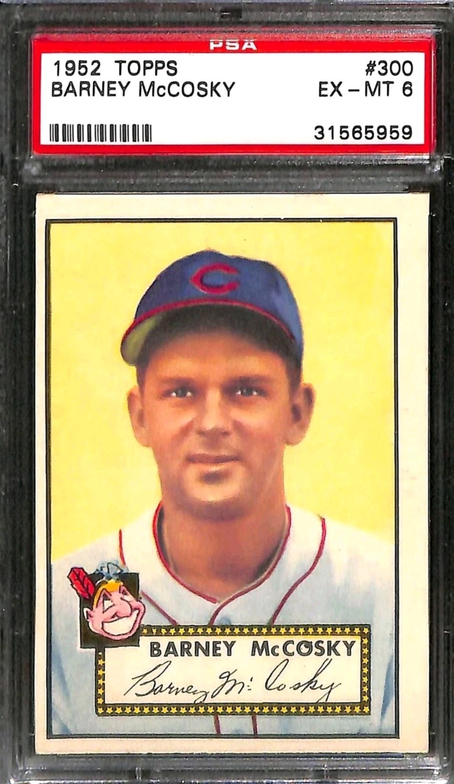 1952 TOPPS #300 BARNEY MCCOSKY PSA 6 EX-MT Short Print Baseball Card Pop 102