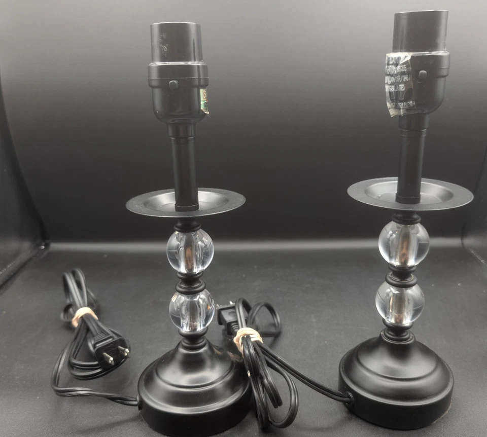 2X Base Lámpara de Mesa Transicional de Metal Negro y Acrílico 11"H Foto 2 de 3