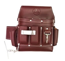  6 Pocket Leather Electrician Tool Pouch Cherry