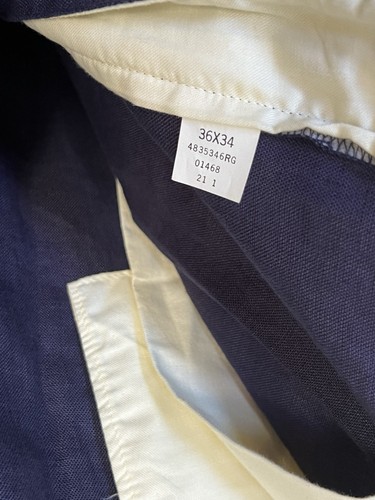 Polo Ralph Lauren Pleated Linen Pants Navy Blue Mens Size 36x34 Vintage EUC - Picture 11 of 13