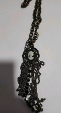 Vintage Cameo Pendant With Tassels Necklace 26"