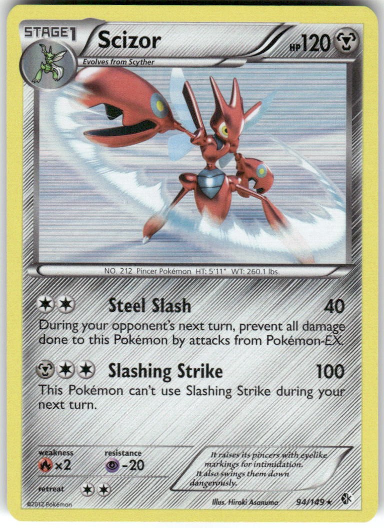 Scizor 94/149 Holo Rare Boundaries Crossed Pokemon Lightly Played