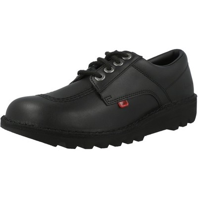 Kickers Kick Lo Black Shoes Leather Uppers Comfort Chunky Sole Brass Eyelets