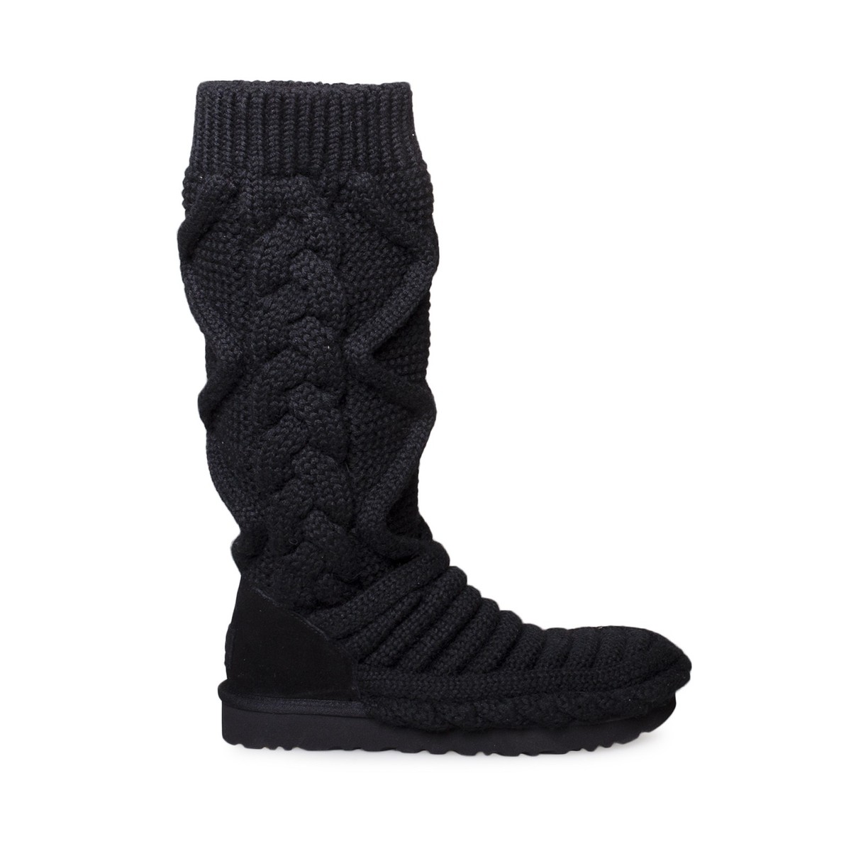 UGG CLASSIC TALL CHUNKY KNIT BLACK CARDY WOMEN'S COZY BOOTS