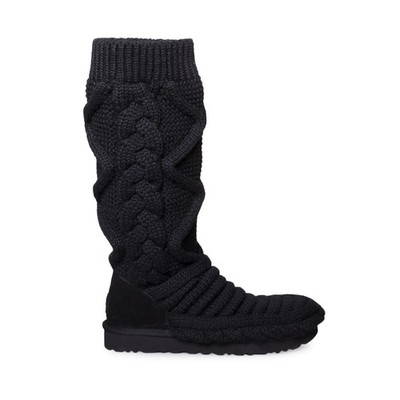 UGG CLASSIC TALL CHUNKY KNIT BLACK CARDY WOMEN'S COZY BOOTS SIZE