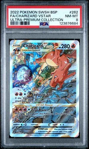 2022 POKEMON SWSH BLACK STAR PROMO #262 FULL ART/CHARIZARD VSTAR PSA 8