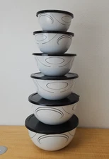 12-Piece Reston Lloyd Metal Nesting Bowl Set, "Simple Lines" bowls lids 44237