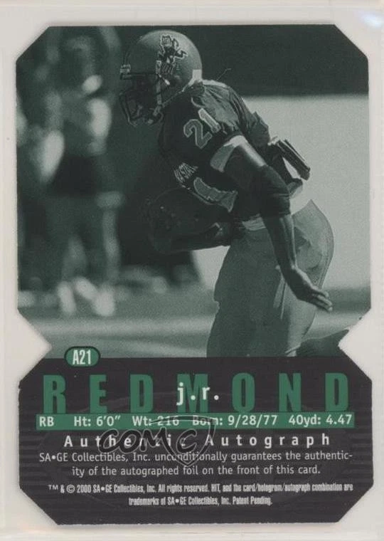 2000 SAGE Hit Auto Diamond Die-Cut JR Redmond #A21 Rookie Auto RC - Image 2 of 2