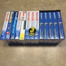 Lot of 13 Blank VHS Video Cassette Tapes RCA MAXELL Scotch Sony, New Sealed