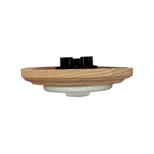 Retro Flush Mounted Push Button Two-Pole Switch White Porcelain Wood Frame - Picture 5 of 6
