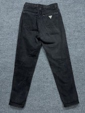 Vintage Guess Jeans Mens 30 Black Charcoal Wash Tapered USA Denim Logo 90s