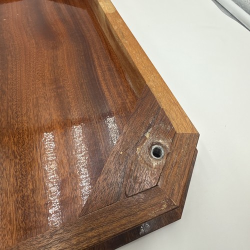 Vintage Inlaid Brown Wooden Lacquer Table Top Intricate Design - Picture 23 of 24
