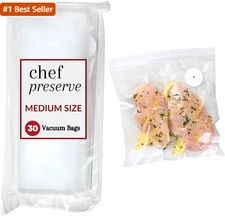 Chef Preserve Reusable Vacuum Sealer Bags for Food – 30 Bpa-Free Medium (10 X 11