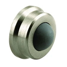 1-Inch Satin Nickel Wall Mount Door Stop with Rubber Bumper J 4844 Single