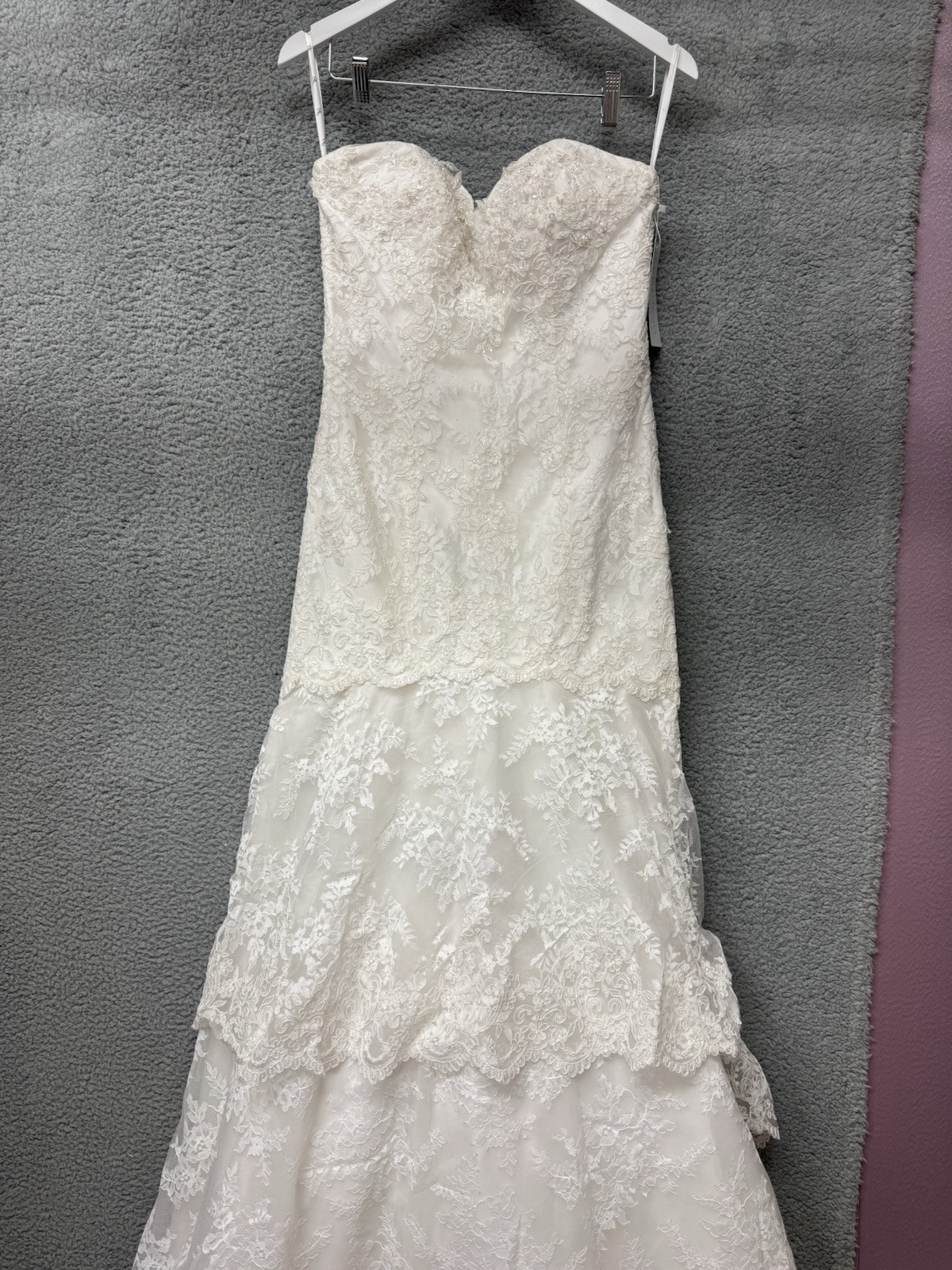 Emily Hart Women's Size 10 White Embroidered Mesh Wedding Dress NWT